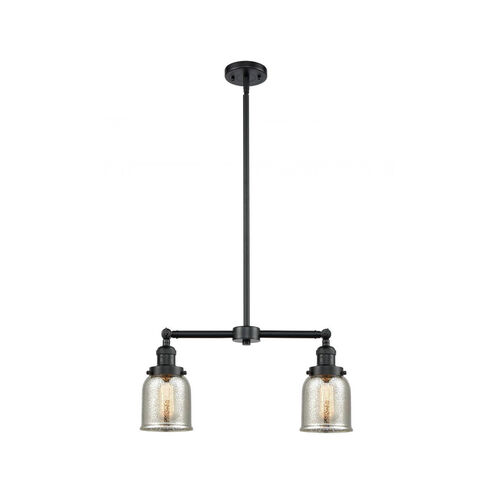 Franklin Restoration Small Bell 2 Light 21 inch Oil Rubbed Bronze Chandelier Ceiling Light in Silver Plated Mercury Glass, Franklin Restoration
