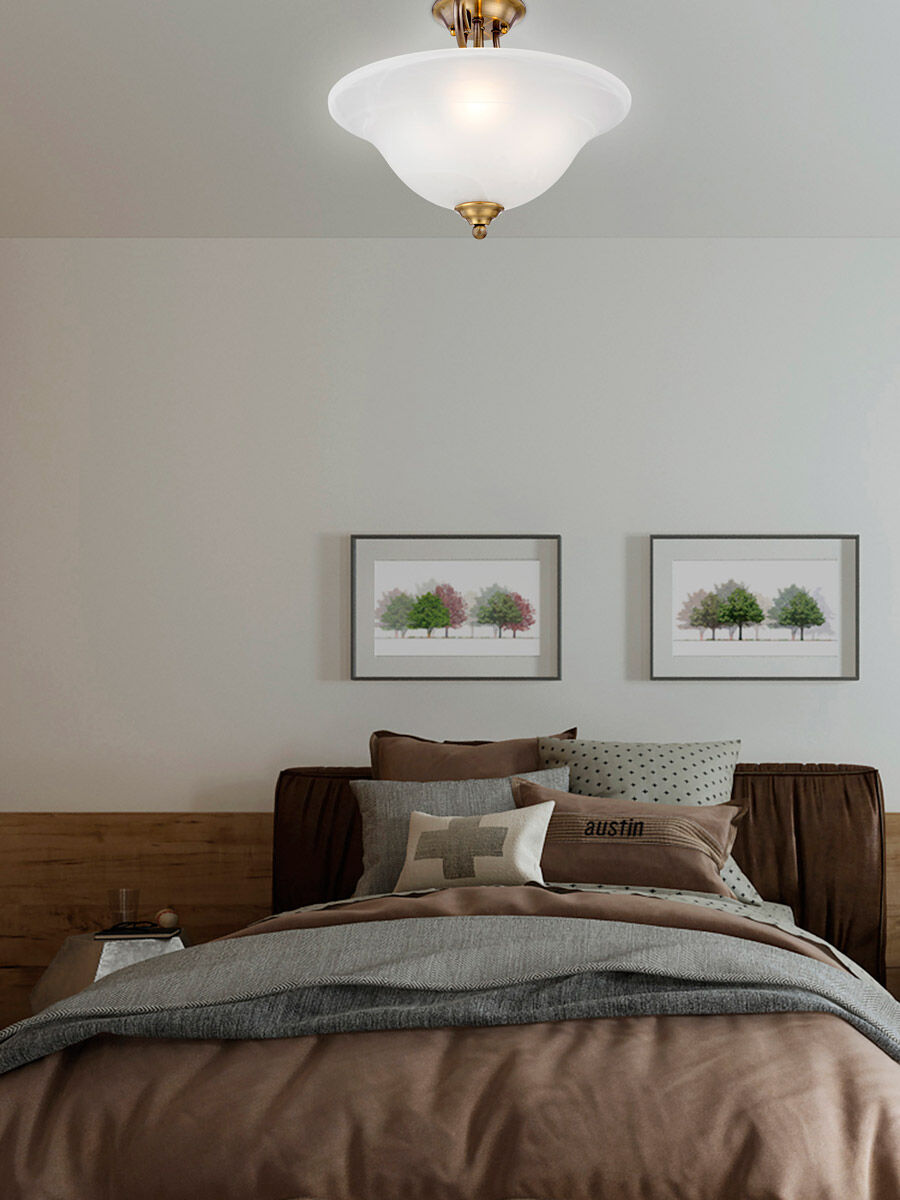 Coronado 3 Light 19 inch Antique Brass Semi-Flush Mount Ceiling Light