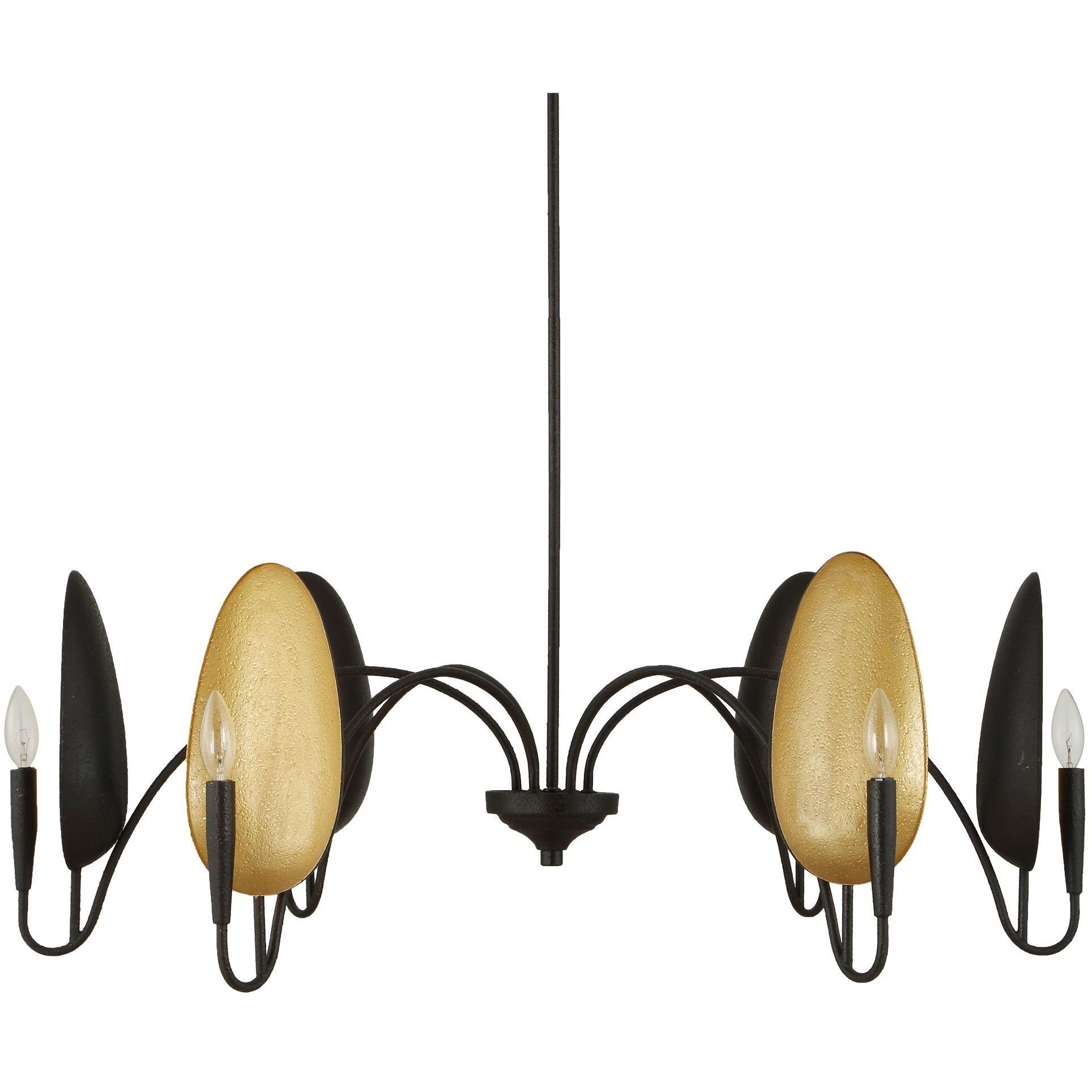 Warwick 6 Light 41.5 inch Black and Gold Textured Chandelier Ceiling Light