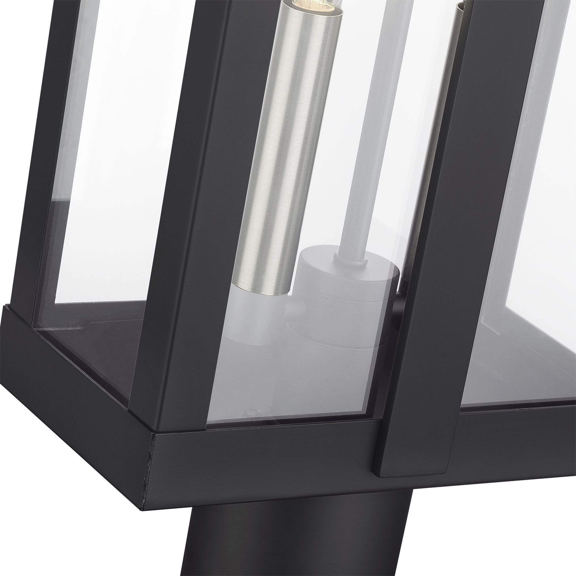 Berksford 2 Light 18.5 inch Black with Brushed Nickel Candles Outdoor Post Top Lantern