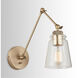 Profile 15.25 inch 100 watt Aged Brass Adjustable Swing Arm Sconce Wall Light