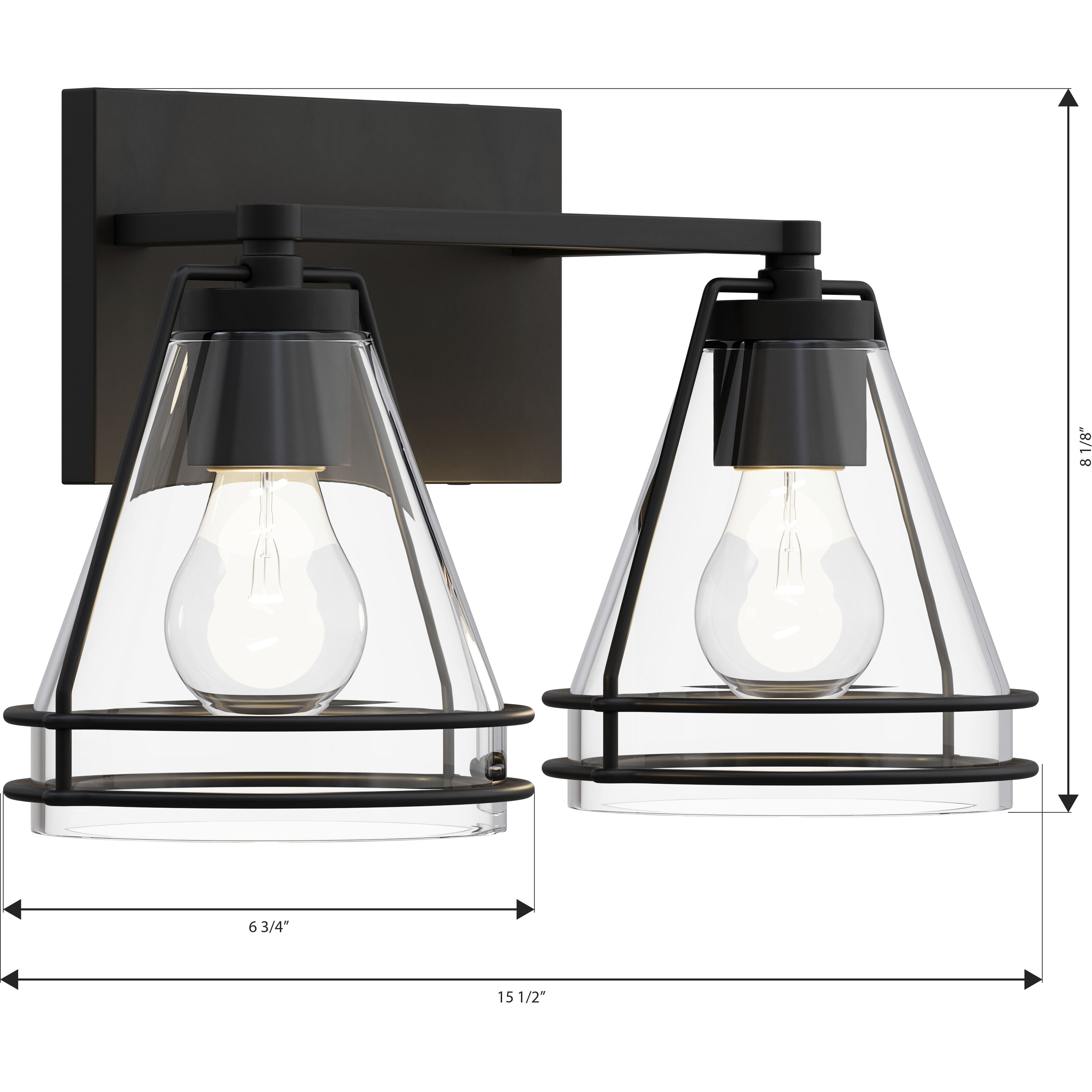 Lorenth 2 Light 15.5 inch Dark Matte Black Vanity Wall Light