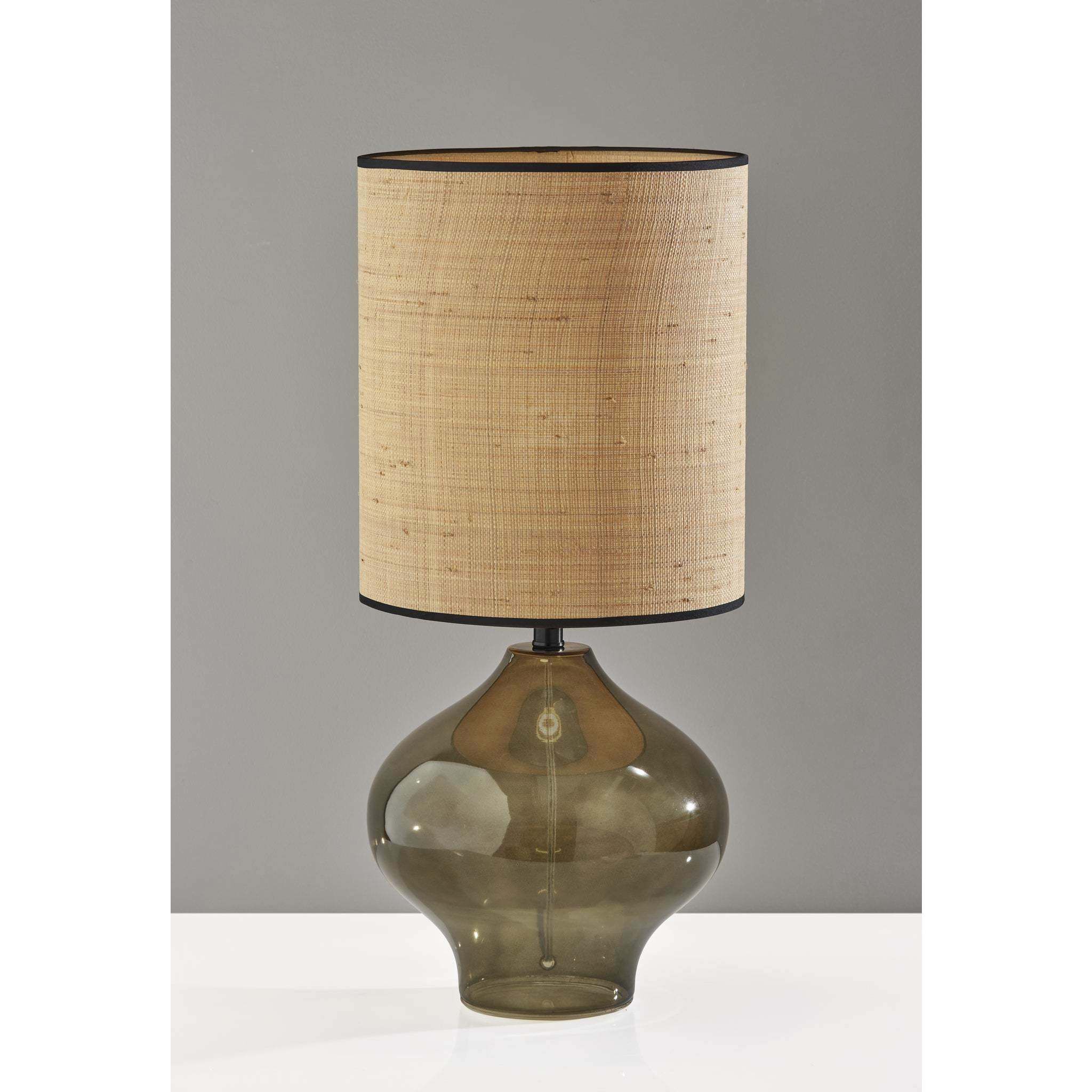 Emma 29 inch 100.00 watt Dark Green Glass / Black Neck Table Lamp Portable Light, Large