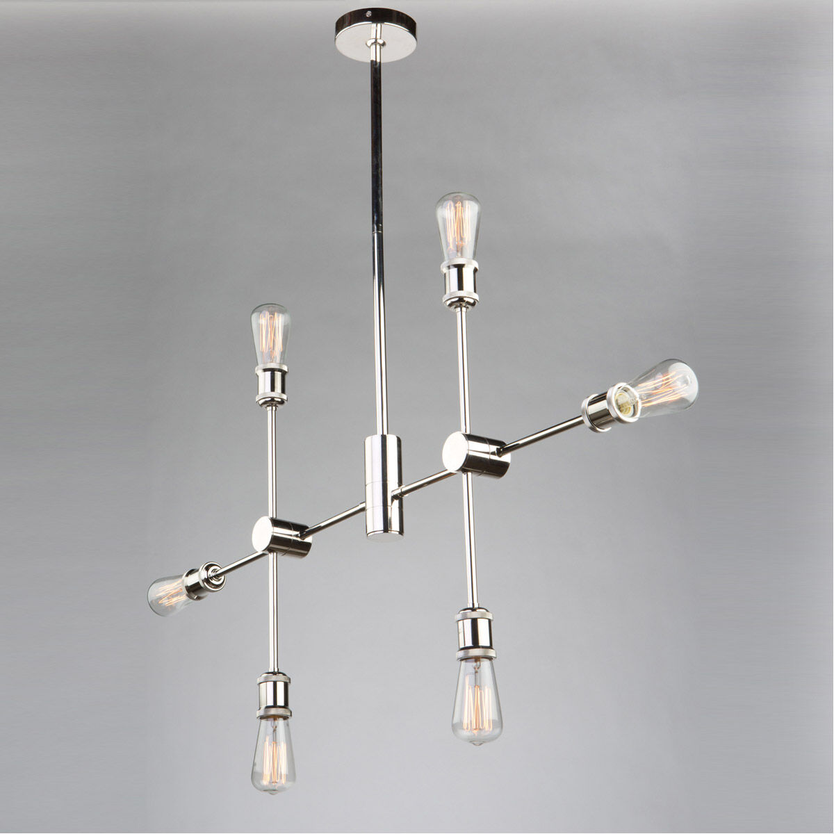 Tribeca 6 Light 37 inch Polished Nickel Linear Chandelier Ceiling Light