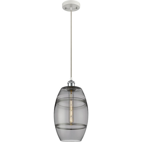 Ballston Vaz 1 Light 8 inch White Polished Chrome Cord Hung Mini Pendant Ceiling Light