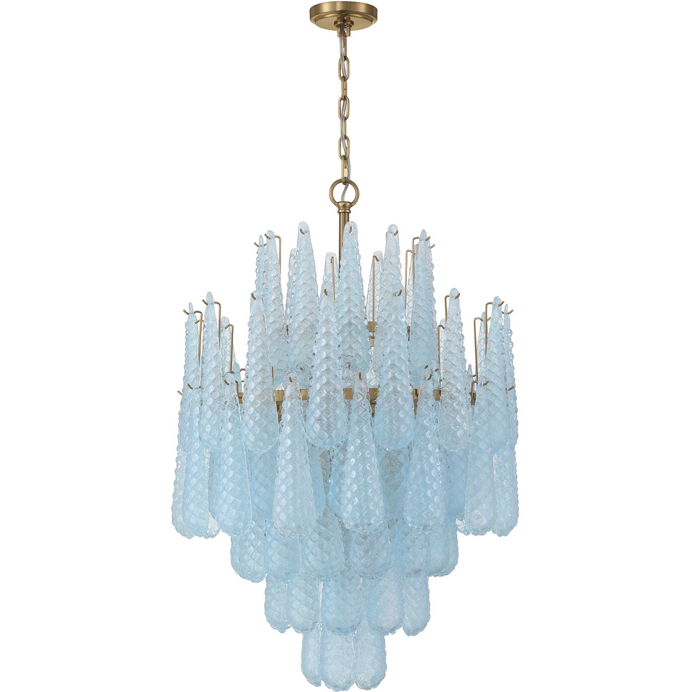 Ollie 16 Light 26.25 inch Aged Brass Chandelier Ceiling Light in Sand Glass Blue
