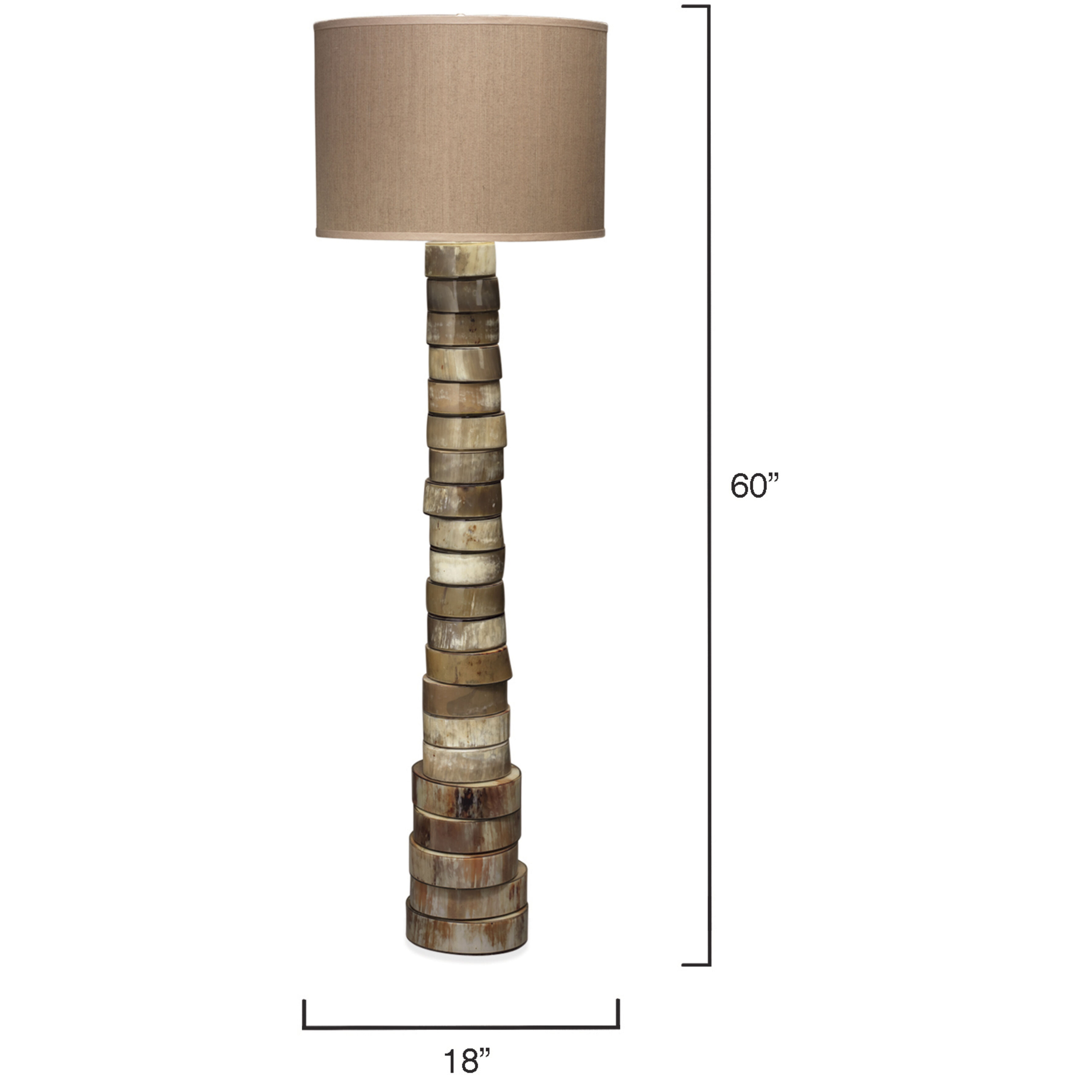 Stacked Horn 60 inch 150 watt Brown and Grey with Cream Floor Lamp Portable Light