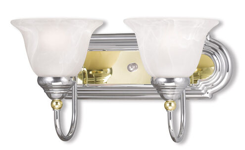 Belmont 2 Light 14 inch Polished Chrome & Polished Brass Bath Vanity Wall Light