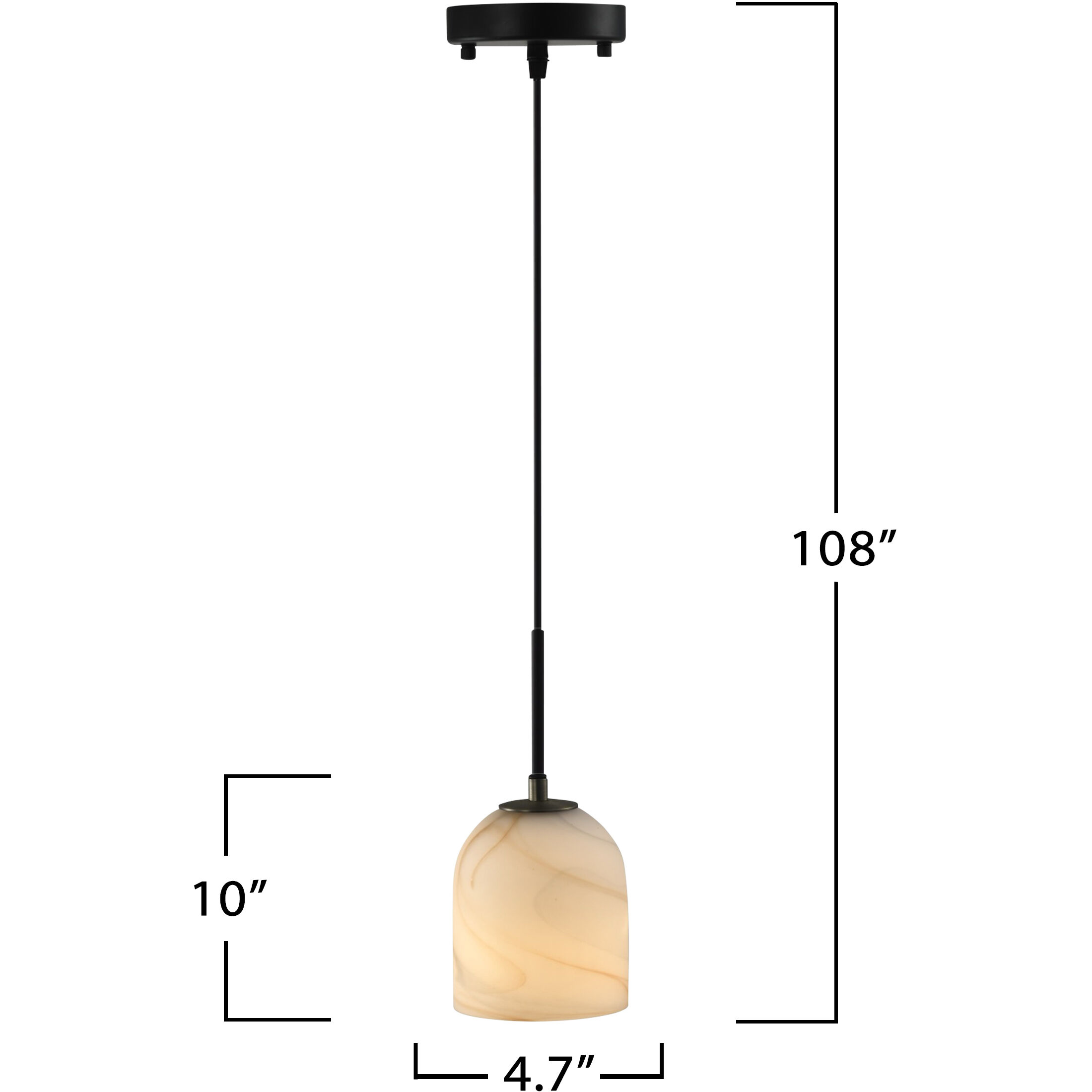 Crema 1 Light 4.72 inch Black and Brushed Brass Pendant Ceiling Light