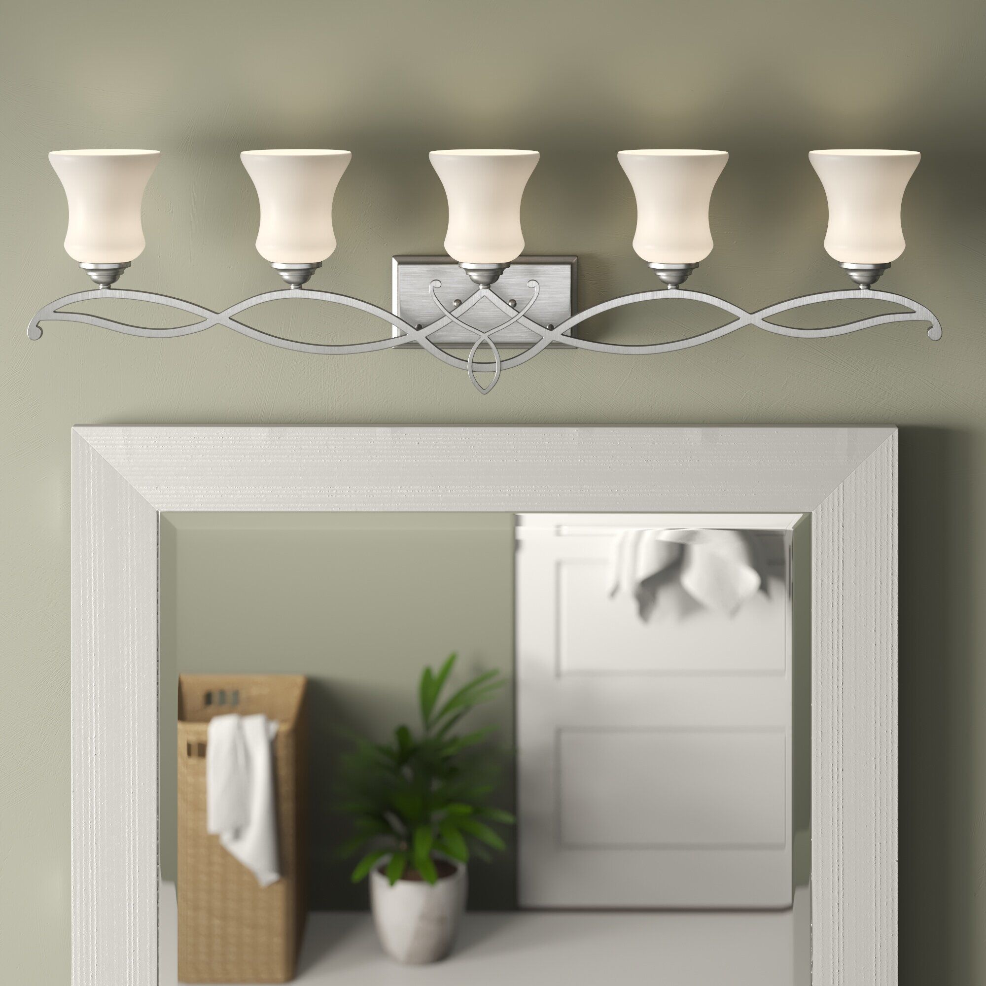 Brooke 5 Light 41.5 inch Antique Nickel Vanity Light Wall Light