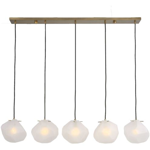 Geodesic 5 Light 47 inch Matte Antique Brass Linear Pendant Ceiling Light