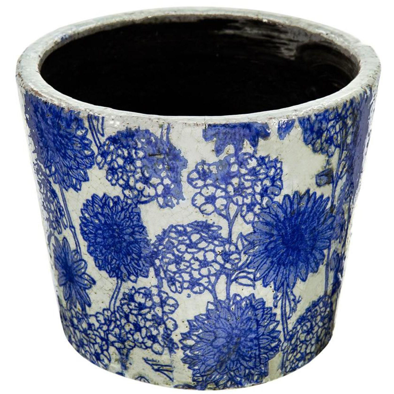 Terracotta Blue and White Outdoor Planter, Set of 4