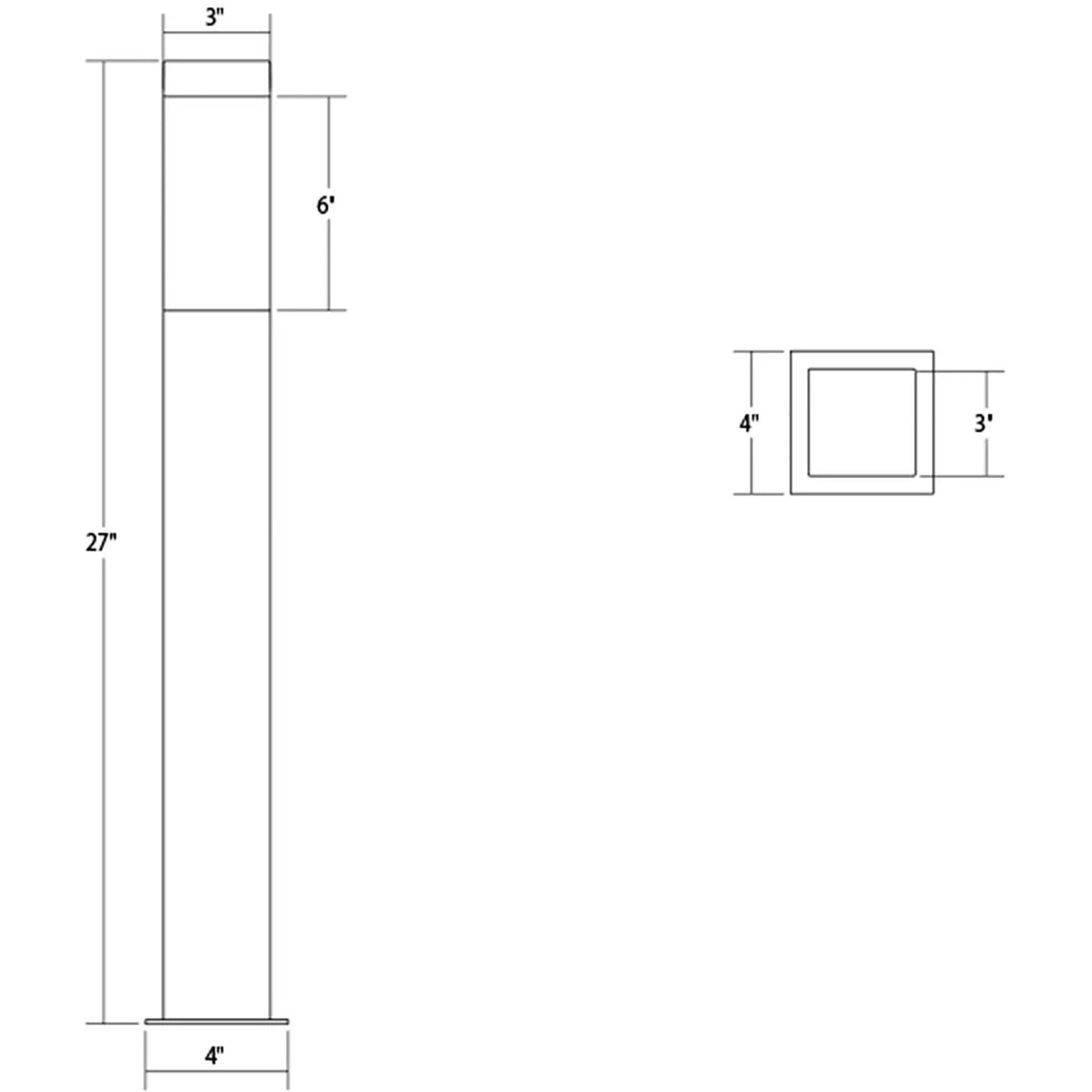Square Column 12V 8 watt Textured Gray Bollard