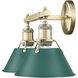 Orwell 2 Light 18.25 inch Aged Brass Bath Vanity Light Wall Light in Pine Green