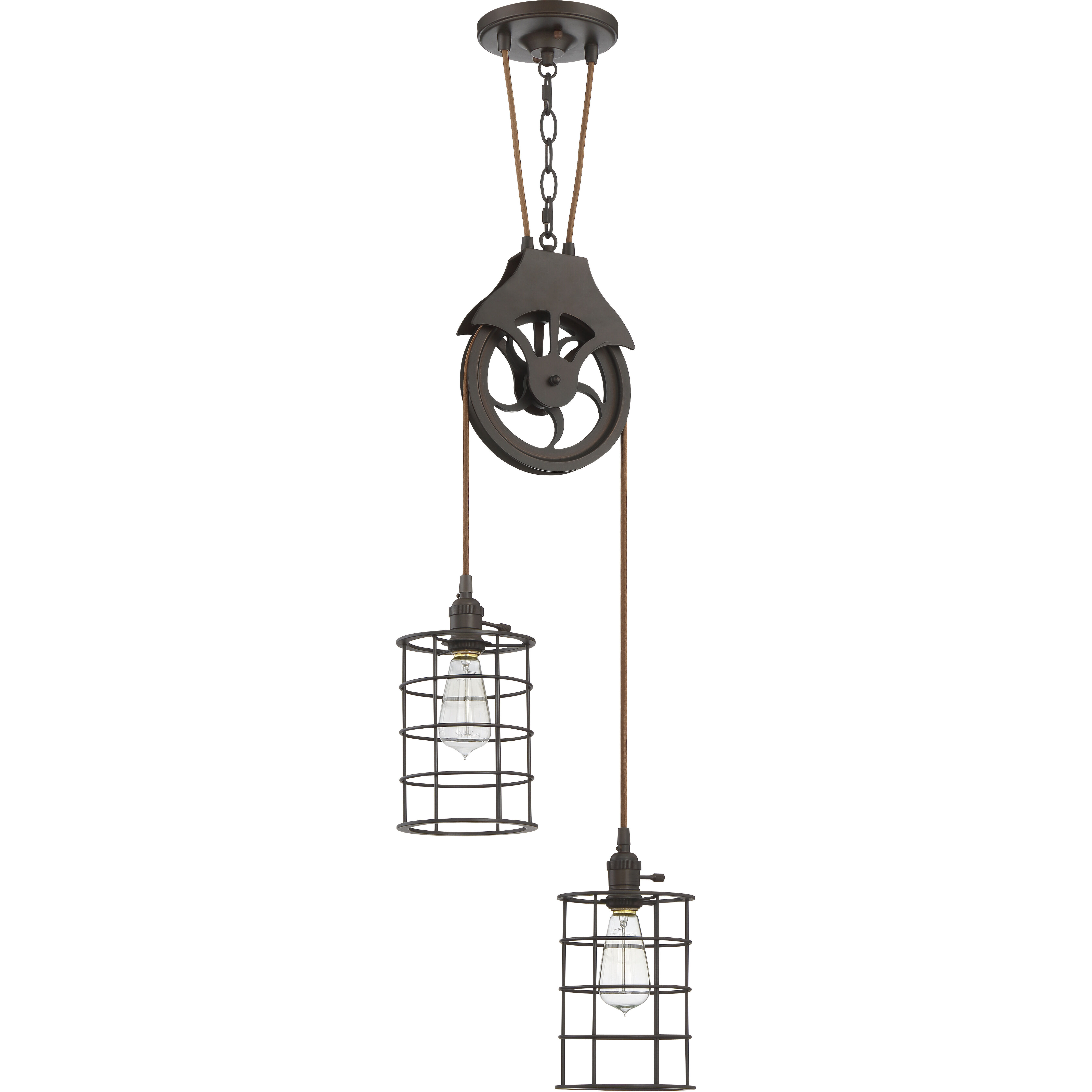 Design & Combine 2 Light 7.5 inch Aged Bronze Brushed Pendant Ceiling Light, Design-A-Fixture
