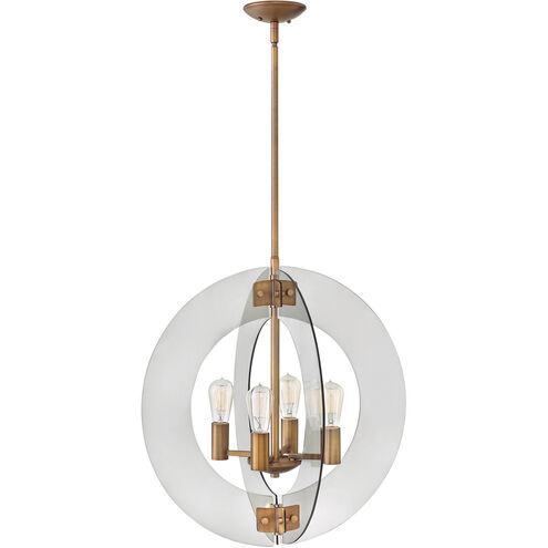 Solstice 4 Light 24 inch Heirloom Brass Chandelier Ceiling Light, Single Tier