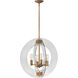 Solstice 4 Light 24 inch Heirloom Brass Chandelier Ceiling Light, Single Tier