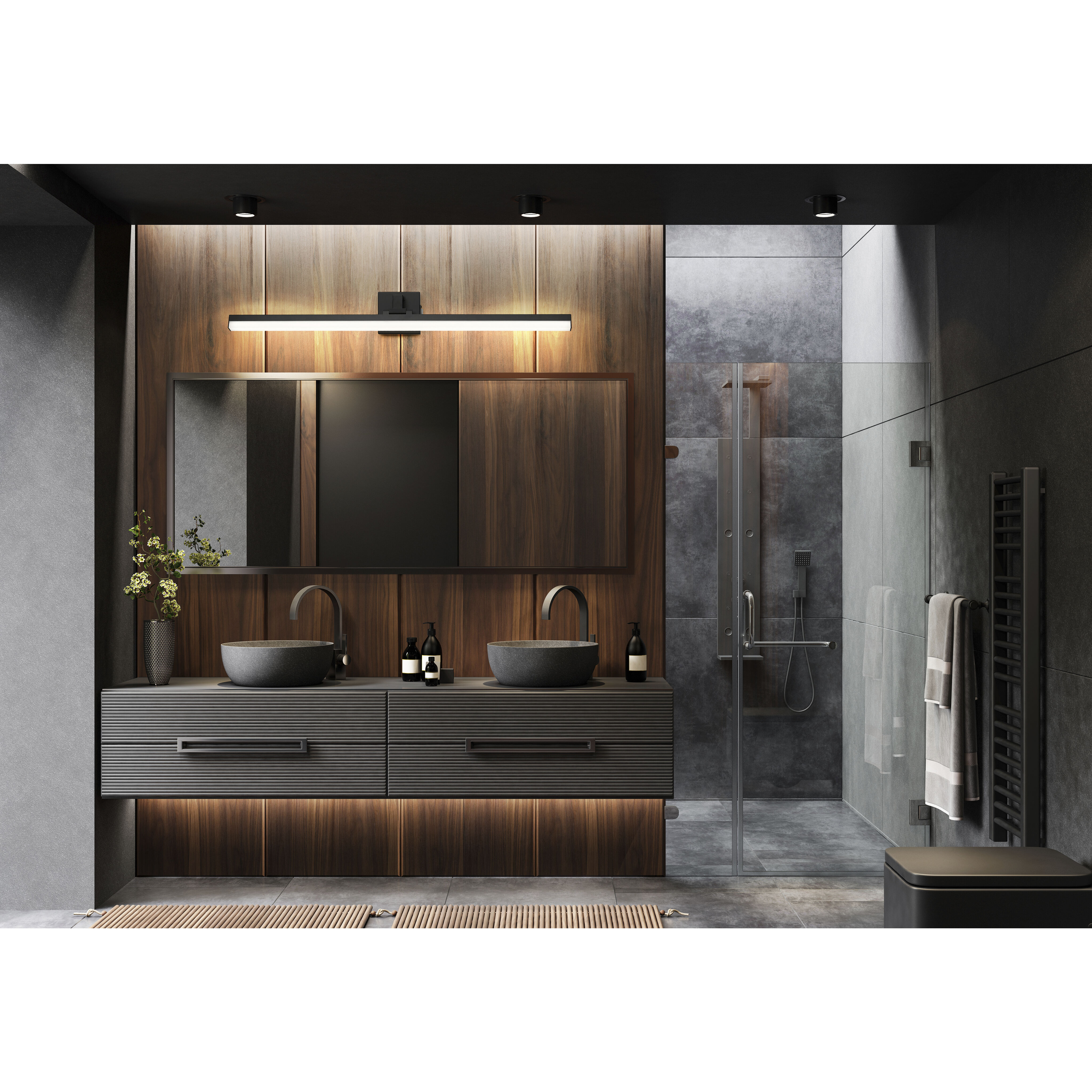 Liam LED 40 inch Matte Black Vanity Wall Light