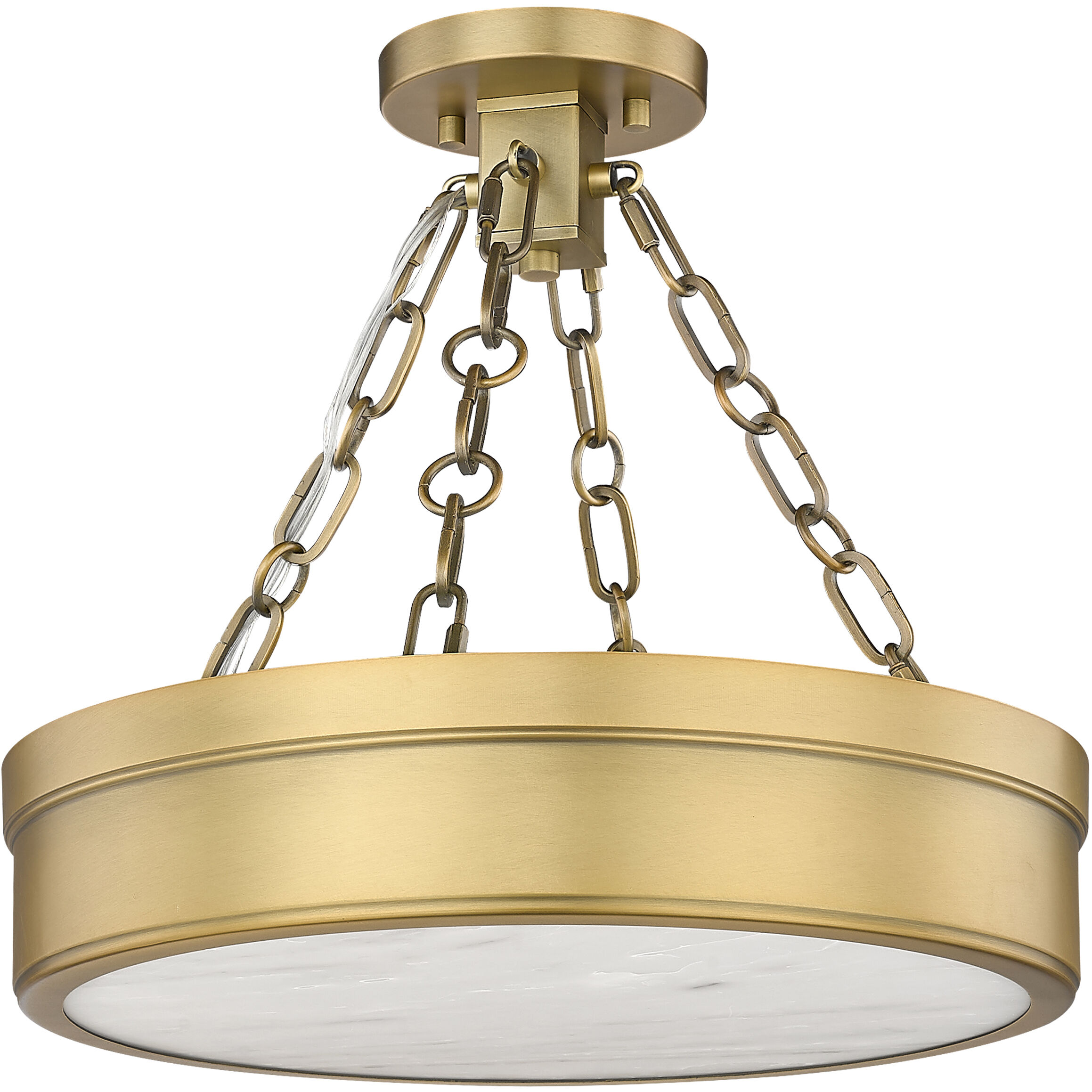 Anders LED 15 inch Rubbed Brass Semi Flush Mount Ceiling Light