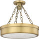 Anders LED 15 inch Rubbed Brass Semi Flush Mount Ceiling Light