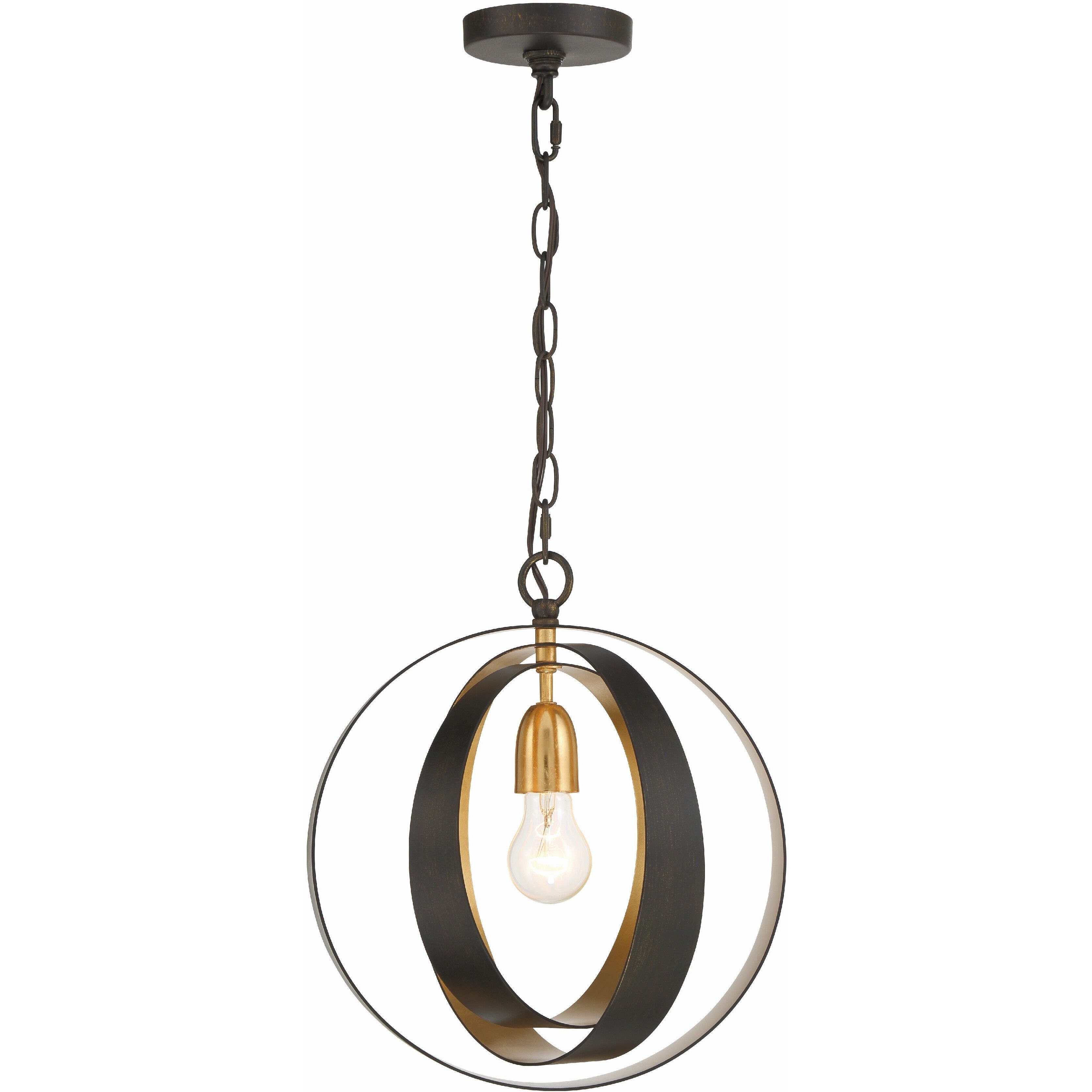 Luna 1 Light 12 inch English Bronze and Antique Gold Chandelier Ceiling Light