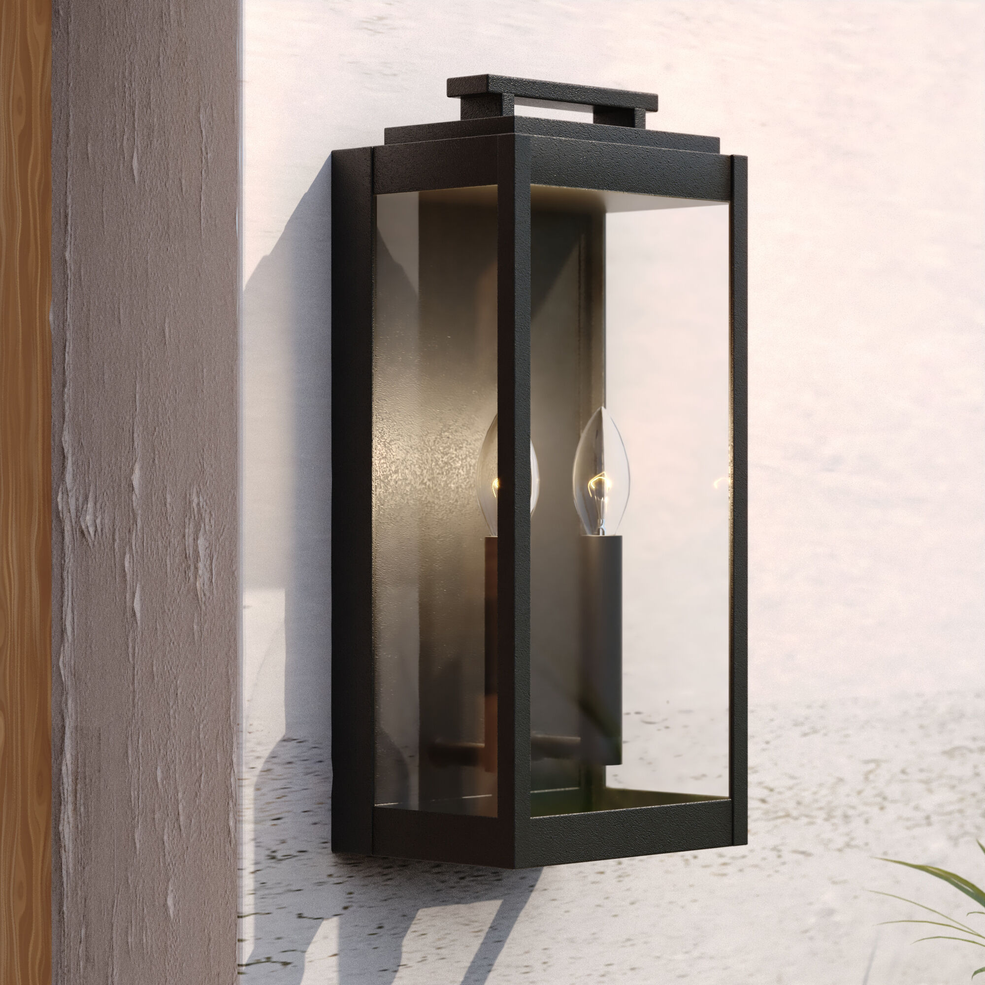 Hampton LED 15.5 inch Textured Black Outdoor Wall