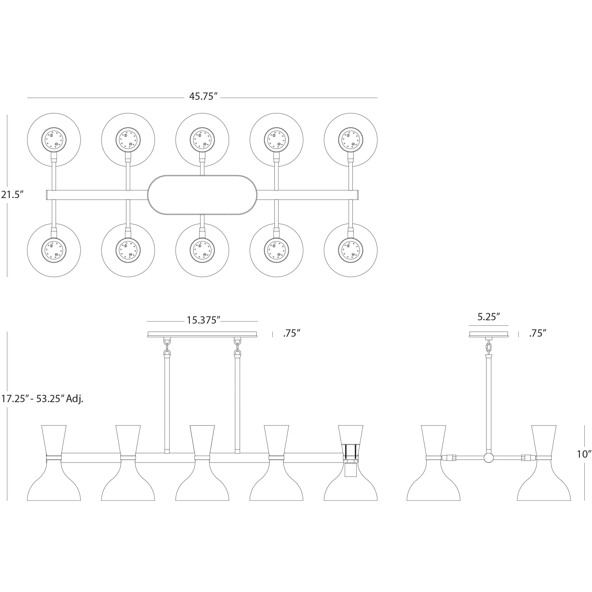 Clare 10 Light 45.75 inch Modern Brass Chandelier Ceiling Light in Lily