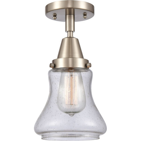 Franklin Restoration Bellmont LED 6 inch Brushed Satin Nickel Flush Mount Ceiling Light in Seedy Glass