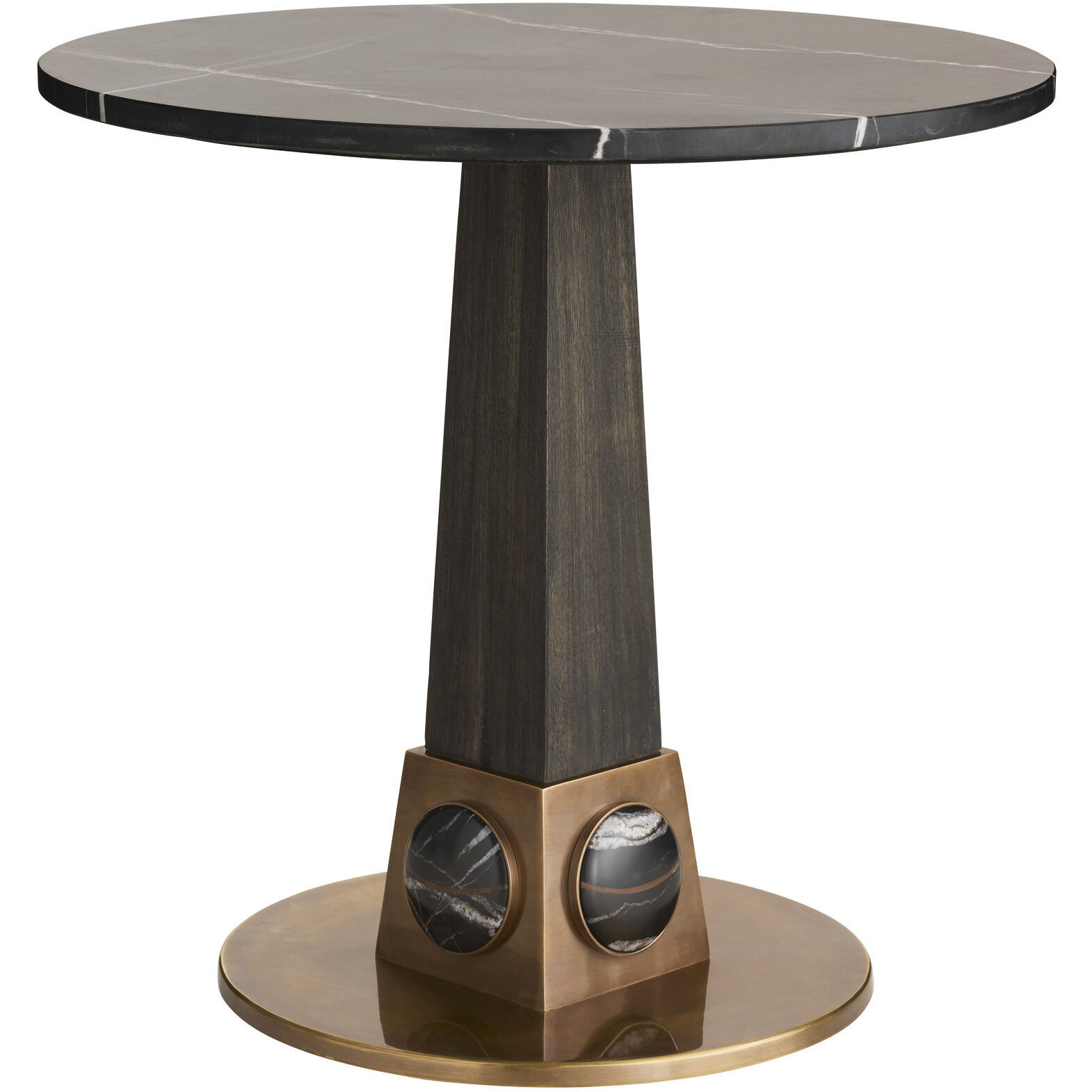 Lancelot 23.5 inch Bengal and Antique Brass with Ebony End Table