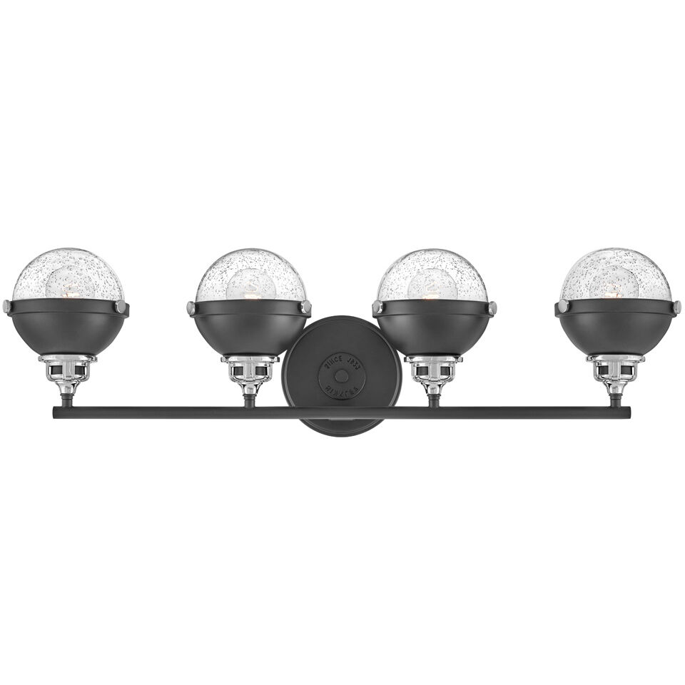 Fletcher 4 Light 32 inch Black with Chrome Vanity Light Wall Light in Black/Chrome