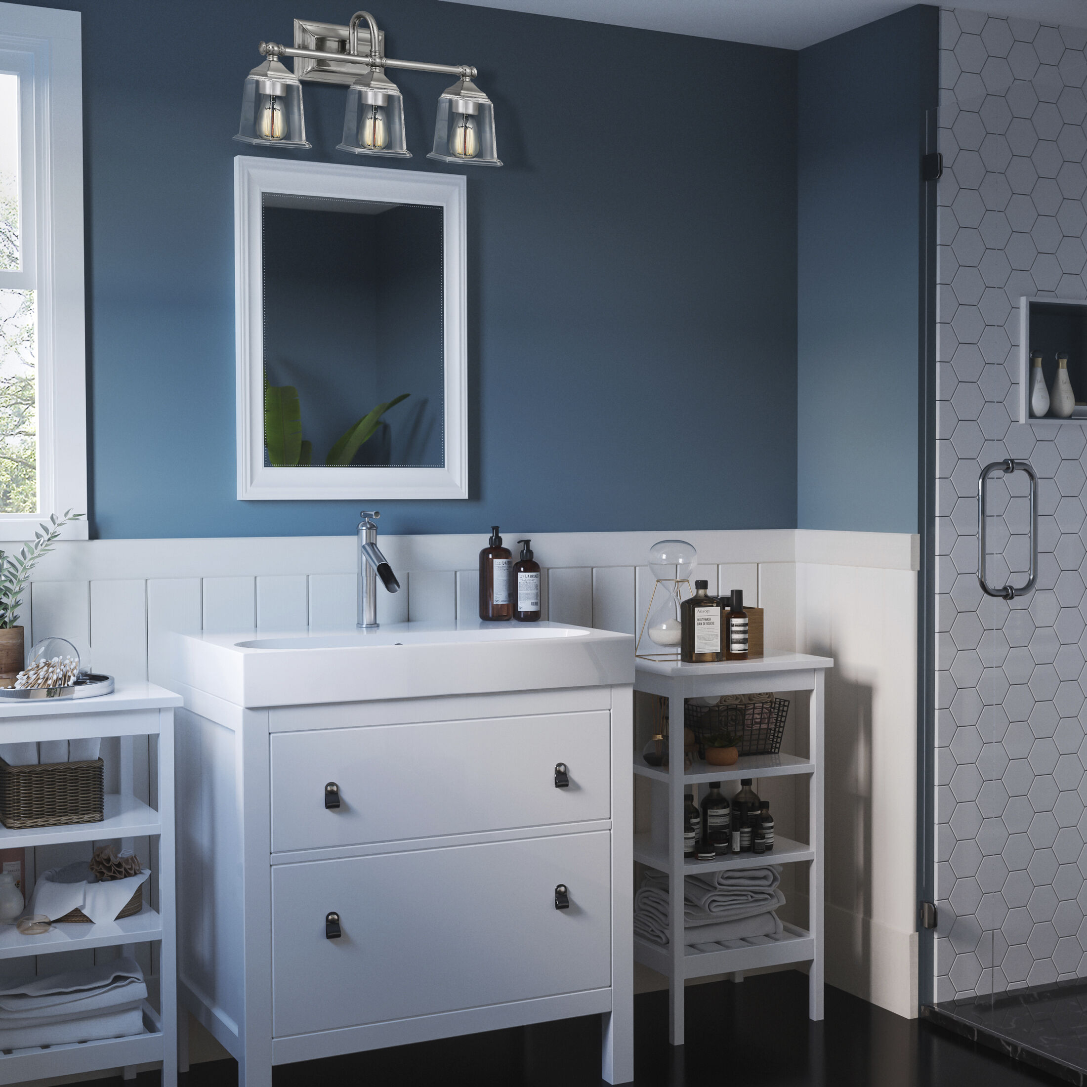 Nicholas 3 Light 22 inch Brushed Nickel Bath Light Wall Light