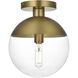 Eclipse 1 Light 10 inch Satin Gold Flush Mount Ceiling Light