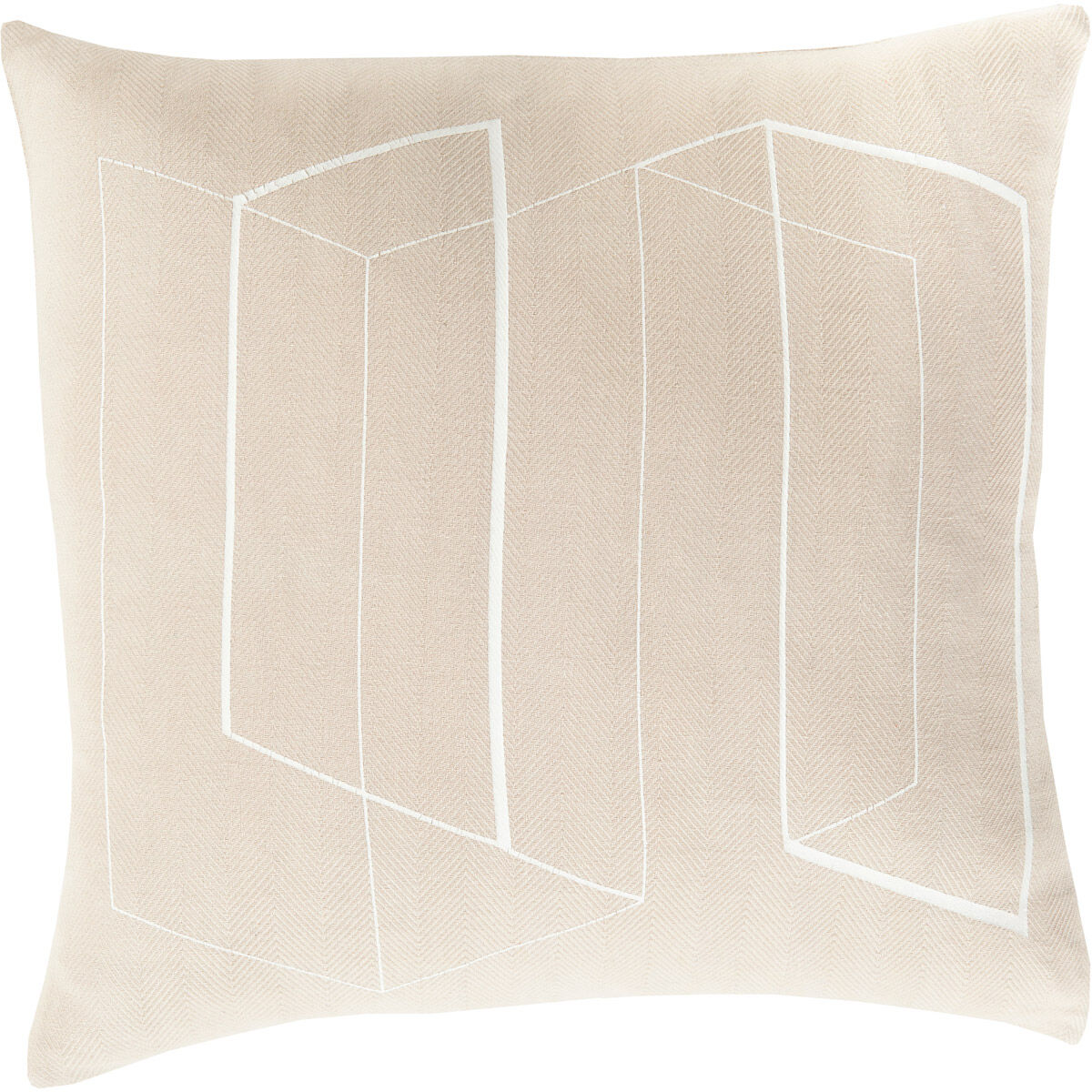 Teori 22 inch Beige, White Pillow Kit