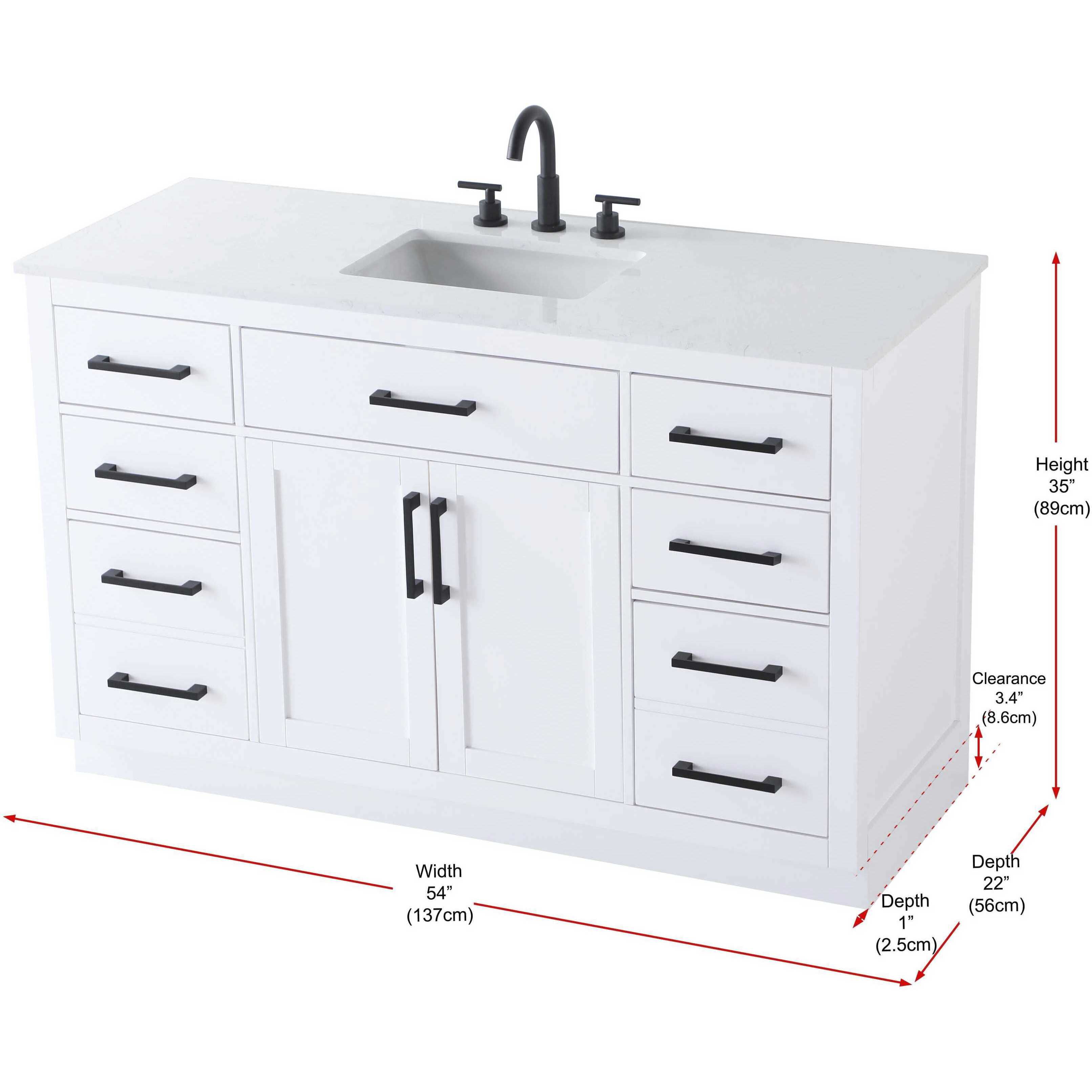 Alden 54 X 35 inch White Bathroom Vanity Cabinet