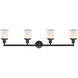 Franklin Restoration Small Canton 4 Light 42 inch Matte Black Bath Vanity Light Wall Light in Matte White Glass, Franklin Restoration