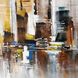 Sympony Cityscape Gray with Ochre and Black Framed Wall Art