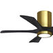 Atlas Irene-5HLK 42 inch Brushed Brass with Matte Black Blades Ceiling Fan, Flush Mounted