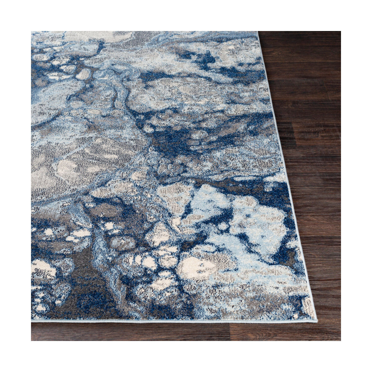 Aberdine 90 X 62 inch Bright Blue/Navy/Medium Gray/Pale Blue/Cream/Black Rugs in 5 x 8, Rectangle