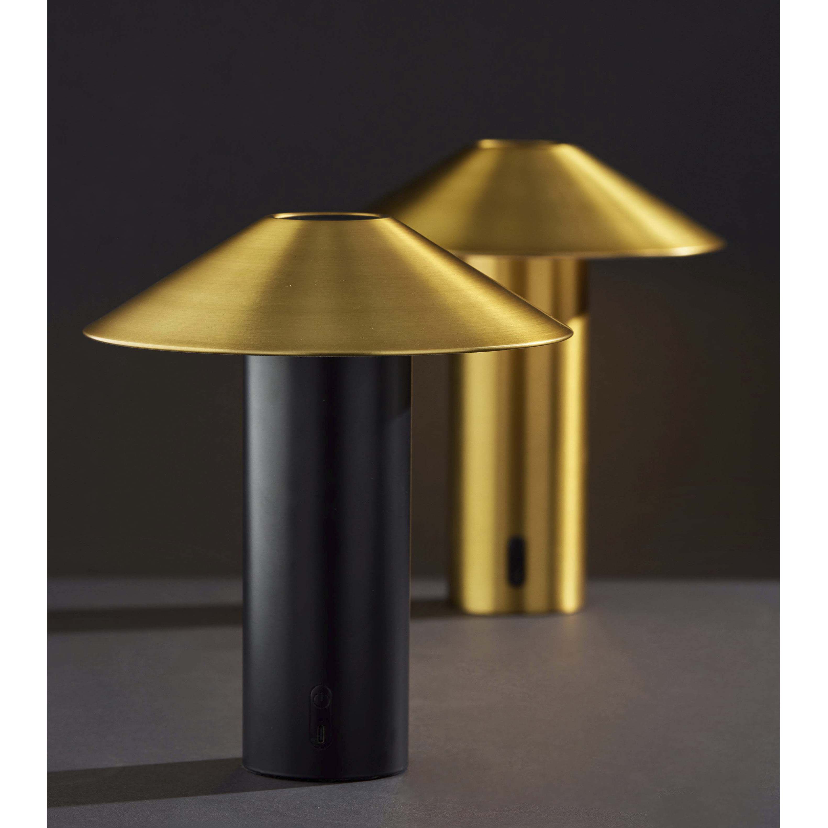 Pina 10.5 inch 4.00 watt Black with Antique Brass Accents Cordless Table Lamp Portable Light, ADS360