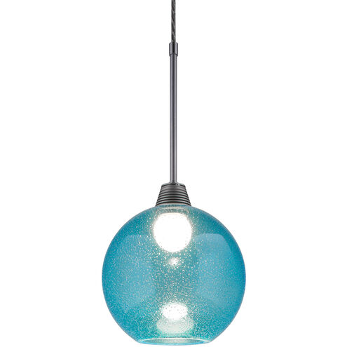 Bobo 3 LED 8.5 inch Matte Chrome Pendant Ceiling Light in Aqua Glass