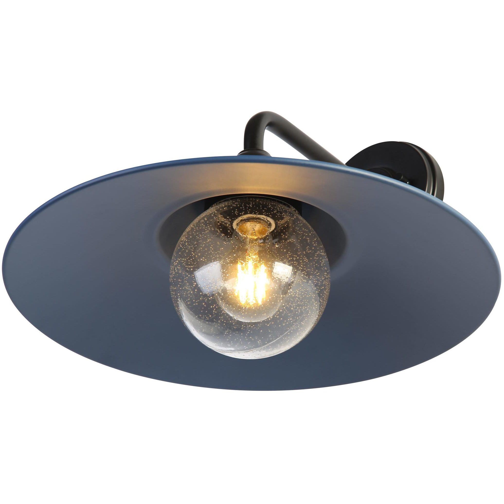 Yep Croma 1 Light 15.5 inch Matte Black Outdoor Wall in Seeded Glass, Matte Blue