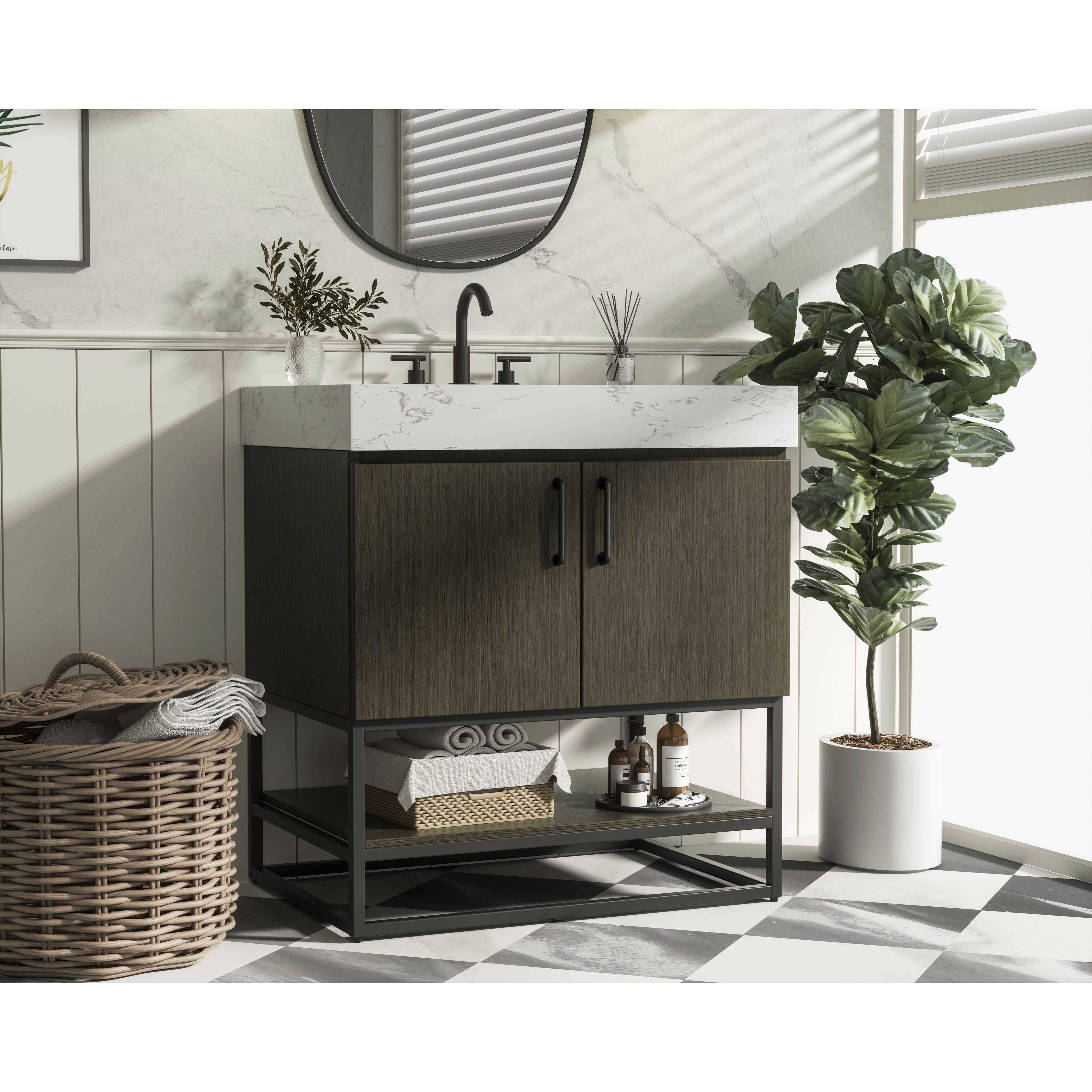 Caroline 30 X 34 inch Mocha Brown Bathroom Vanity Cabinet