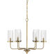 Farmhouse 6 Light 26 inch Natural Brass Chandelier Ceiling Light