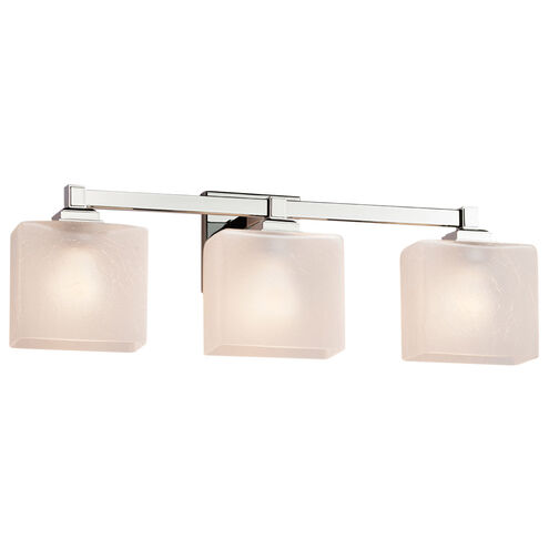 Fusion 3 Light 22 inch Brushed Nickel Bath Bar Wall Light in Oval, Incandescent, Frosted Crackle