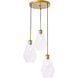 Gene 3 Light 17.3 inch Brass Pendant Ceiling Light