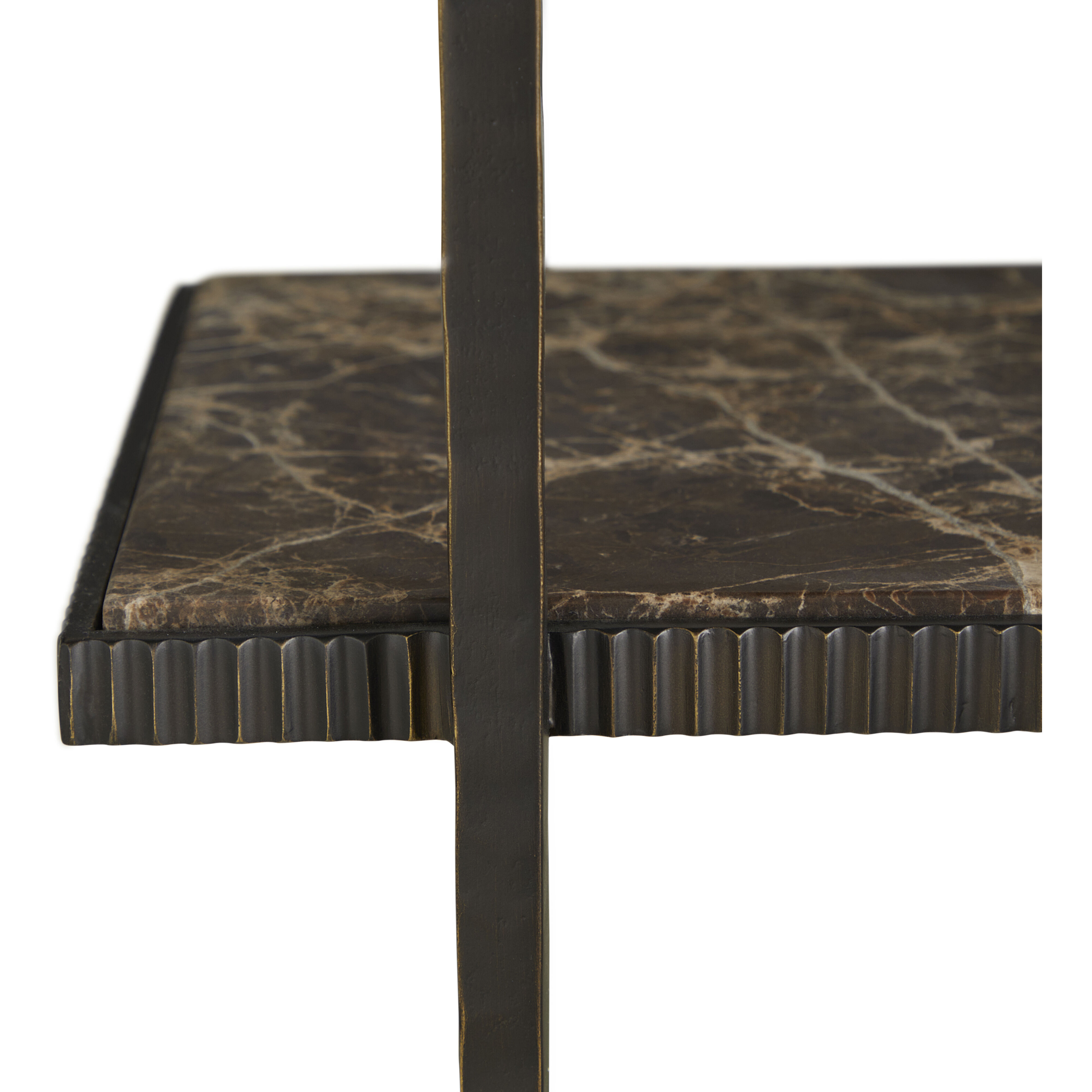 Ariana Forged Antique Bronze and Marron Imperial Marble Bar Console