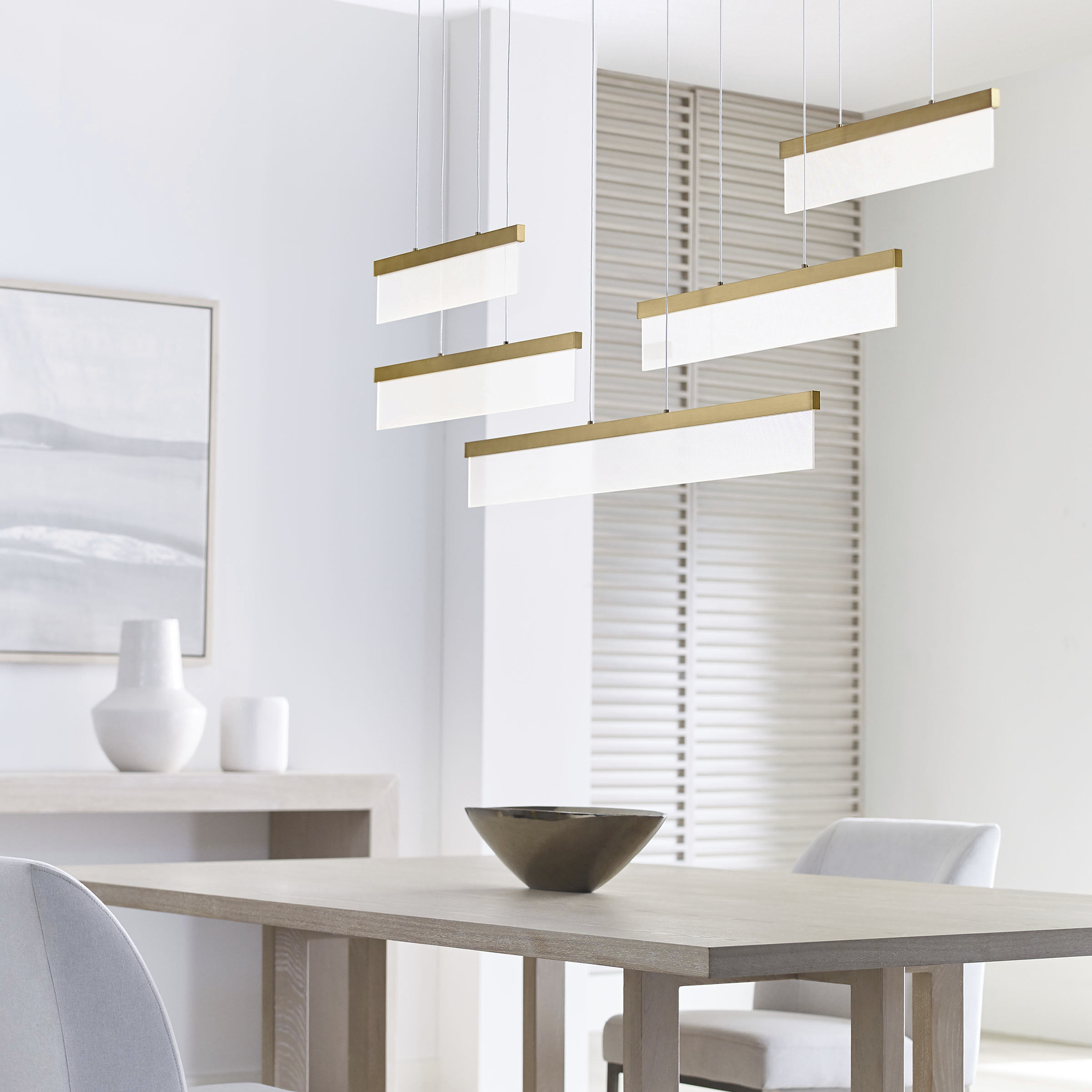 Sean Lavin Sweep LED 58 inch Aged Brass Linear Suspension Ceiling Light, Integrated LED