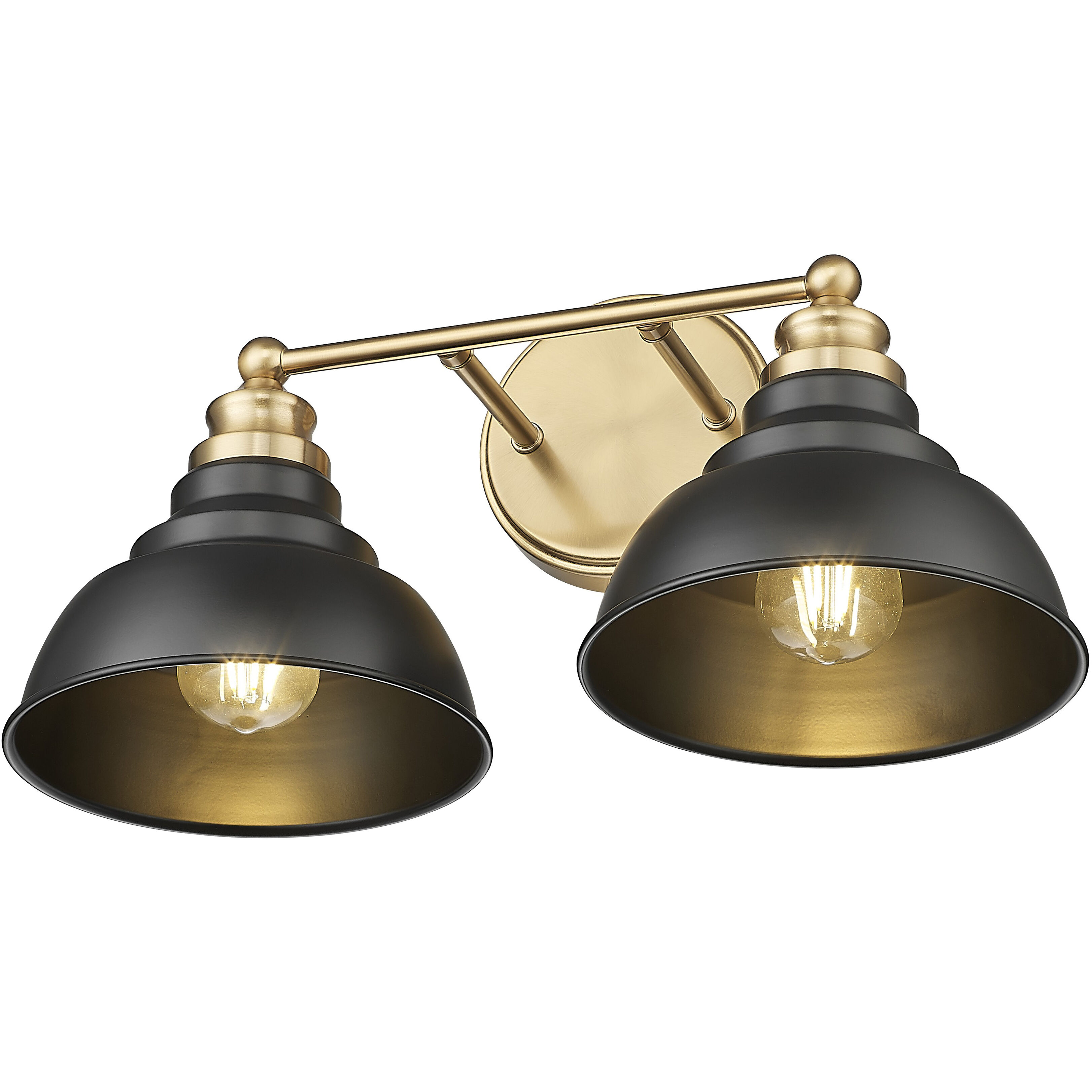 Bishop 2 Light 18 inch Matte Black and Brass Vanity Wall Light