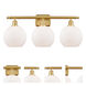 Ballston Athens 3 Light 26 inch Satin Gold Bath Vanity Light Wall Light in Matte White Glass, Ballston