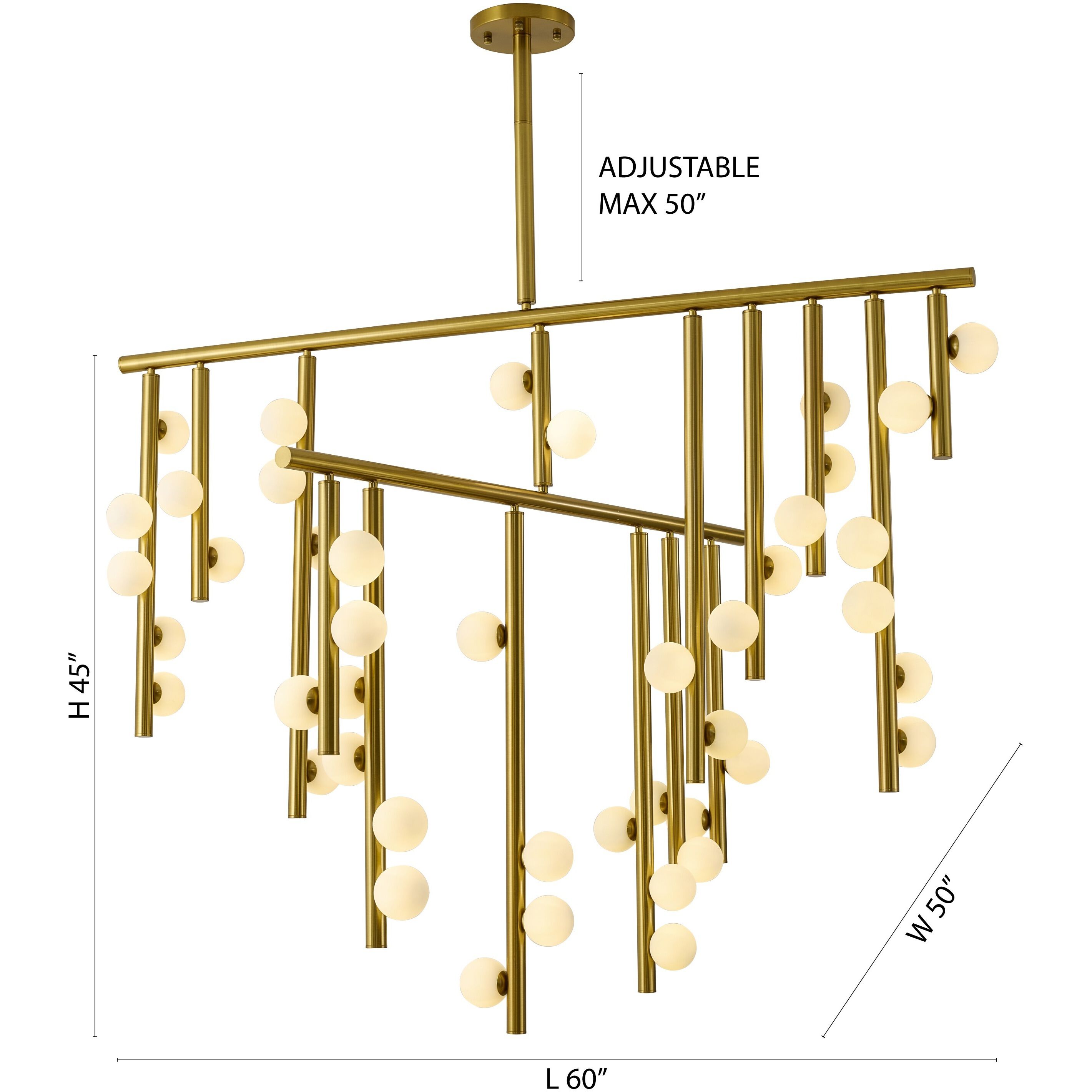 Canada 44 Light 50 inch Satin Brass Chandelier Ceiling Light